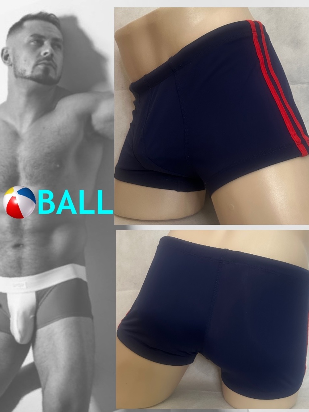 Ball Wonderjock Square Cut Swimsuit Large 32-40" waist Gently worn Nylon/spandex